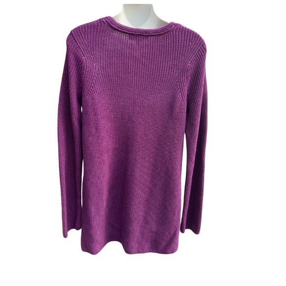 525 America Long Sleeve V-Neck 100% Cotton Pullover Knit Sweater Purple Size S - Picture 2 of 7